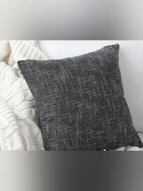 New! Set of 2 decorative accent throw pillow covers gray faux linen